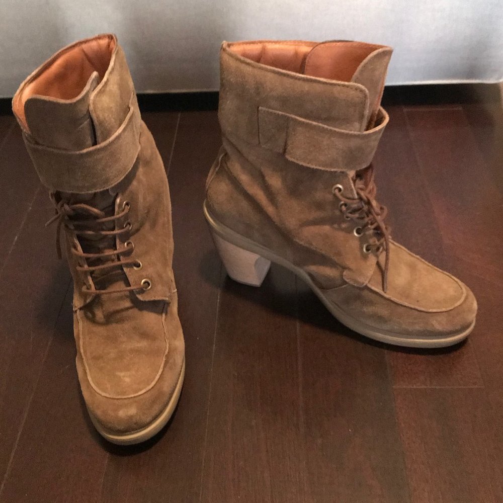 Camper Tan Lace Up Platform Boots
